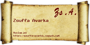 Zsuffa Avarka névjegykártya